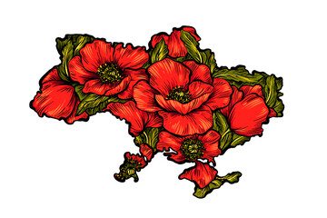 Ukraine. Decorative composition with poppies.