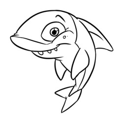 Kind funny shark fish coloring page cartoon illustration