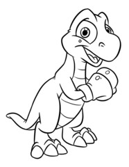 Dinosaur boxer sport animal coloring page cartoon illustration