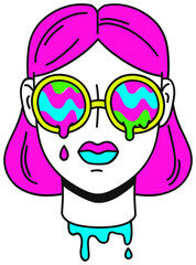 Girl head with rainbow glasses