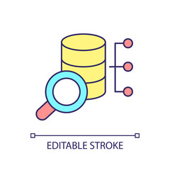 Analysing big data sets RGB color icon. Evaluating large amount of information. Studying dataset. Isolated vector illustration. Simple filled line drawing. Editable stroke. Arial font used