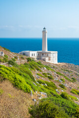 Fototapeta na wymiar Lighthouse of Punta Palascia, the easternmost point in Italy