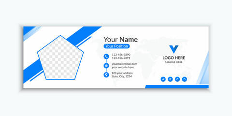 Blue corporate email signature and email footer layout design