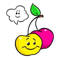 Smiley cherry funny berries food cartoon illustration
