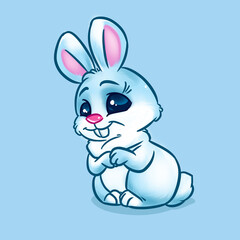 Fototapeta na wymiar White rabbit cute animal character cartoon illustration