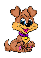 Cheerful little puppy dog animal character cartoon illustration