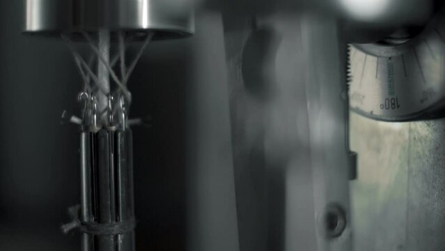 Capron threads are woven into rope by automatic 