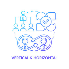Vertical and horizontal blue gradient concept icon. Corporate hierarchy. Project communication management abstract idea thin line illustration. Isolated outline drawing. Myriad Pro-Bold font used