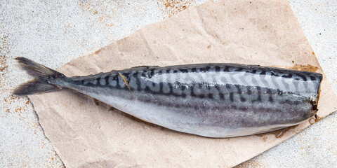 mackerel fish fresh seafood healthy meal food diet snack on the table copy space food background...