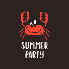 Summer party emblem template on black background