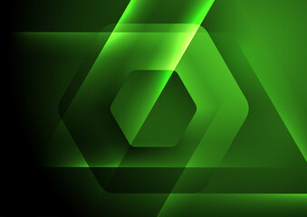 Hi-tech abstract futuristic background with glowing lines and hexagons. Vector design