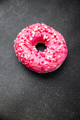 donut pink sweet dessert meal food snack on the table copy space food background