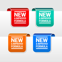 New innovative and improved formula product label packaging vector icon badge