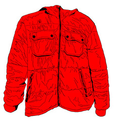 ダウンジャケットのリアルイラスト