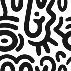 Seamless abstract pattern on white background. Vector doodle image. Graphic linear wallpaper.