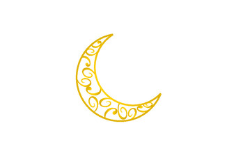 Fototapeta na wymiar Crescent moon,gold,vector,icon,yellow,illustrated 