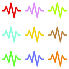 Sound waves music. Set of multicolored sound waves. Audio technology, musical pulse. Icon. Music symbol. Vector illustration. EPS 10.