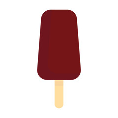 Chocolate ice cream on a stick. Cold ice cream. Ice cream icon. White background. Vector illustration. EPS 10.