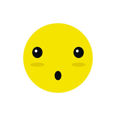 Emoji. Yellow emoji. Surprised emoji. Icon. White background. Vector illustration. EPS 10.