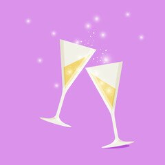 Holiday glasses in yellow. Party, Christmas. Birthday.