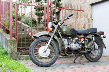 side view of retro bike, vintage motorcycle