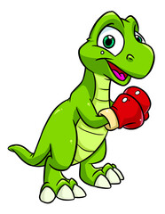 Dinosaur tyrannosaurus rex boxing sport cartoon illustration