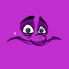 Square emotion icon face smile joy purple cartoon illustration