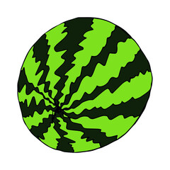 Vector watermelon clipart. Hand drawn watermelon outline icon. Fruit illustration isolated on white background. For print, web, design, decor, logo.