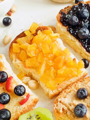 Toasts with fruits and berries