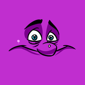 Square Emotion Icon Face Smile Joy Purple Cartoon Illustration