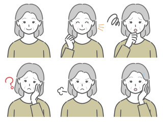 高齢女性の色々な表情