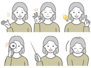 解説する高齢女性