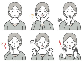 高齢女性の色々な表情