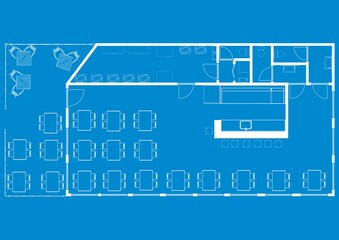 Architectural Hand Drawn Floor Plan gym. Blueprint. Studio Apartment. Floor plan blueprint.