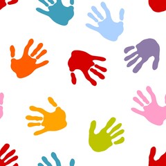 Kids seamless hands print pattern for fabrics and packaging and gifts and cards and linens and wrapping paper