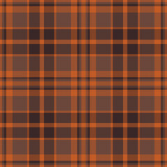 Plaid seamless pattern in orange. Check fabric texture. Vector textile print.