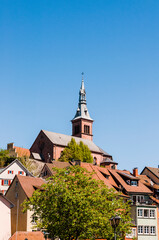 Fototapeta premium Laufenburg, Laufenburg Baden, Altstadt, Heilig Geist, Kirche, Laufenbrücke, Rhein, Rheinuferweg, Altstadthäuser, Frühling, Baden-Württemberg, Deutschland