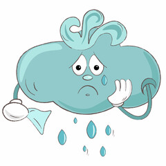 cute cartoon blue crying cloud