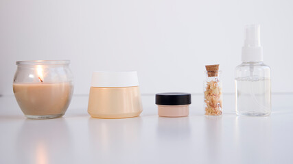 jars of creams and aromatic fragrances