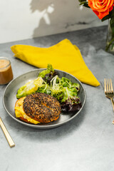 Everything Bagel Breakfast Sandwich with Espresso and Bright Roses 