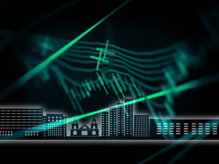 Candlestick graph chart of stock and forex market to represent the revenue growth. the stock market crashed from covid19 and war, and waiting for reverse trend to investing in growth stocks.