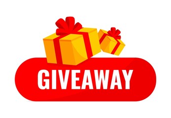 Giveaway vector lettering. Giveaway banner for social media contests and special offer. Vector stock illustration. Gift box vector illustration