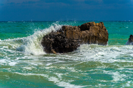 rocks in the sea and waves,