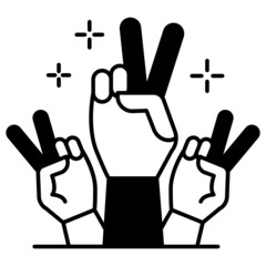 Victory or Freedom Gesture Vector line Icon Design, American culture and traditions Symbol, United States Social Sign, US Arts and literature Stock illustration, Independence Concept