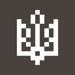 monochrome simple vector flat pixel art icon of minimalistic coat of arms of Ukraine