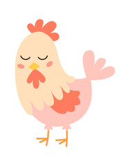 Cartoon chicken. Farm animal. Vector illustration