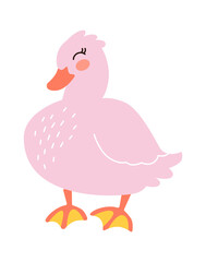 Cartoon duck. Farm animal. Vector illustration