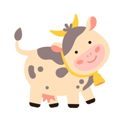 Obraz na płótnie Canvas Cartoon childish cow. Farm animal. Vector illustration