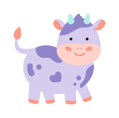 Cartoon childish bull. Farm animal. Vector illustration