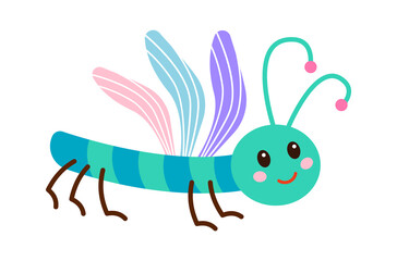 Cartoon dragonfly Childish Insect. Vector illustration